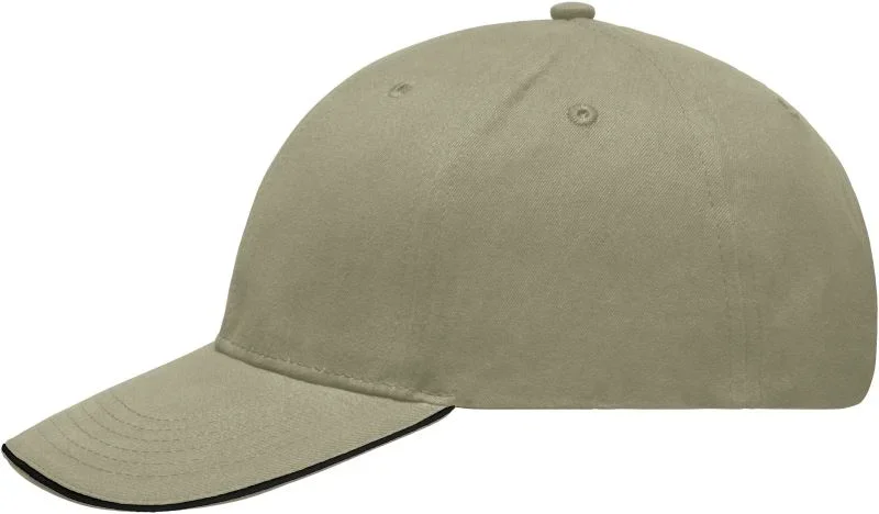 Myrtle Beach MB 6541 – Gebürstete leichte 6 Panel Sandwich Kappe – Beige/Black
