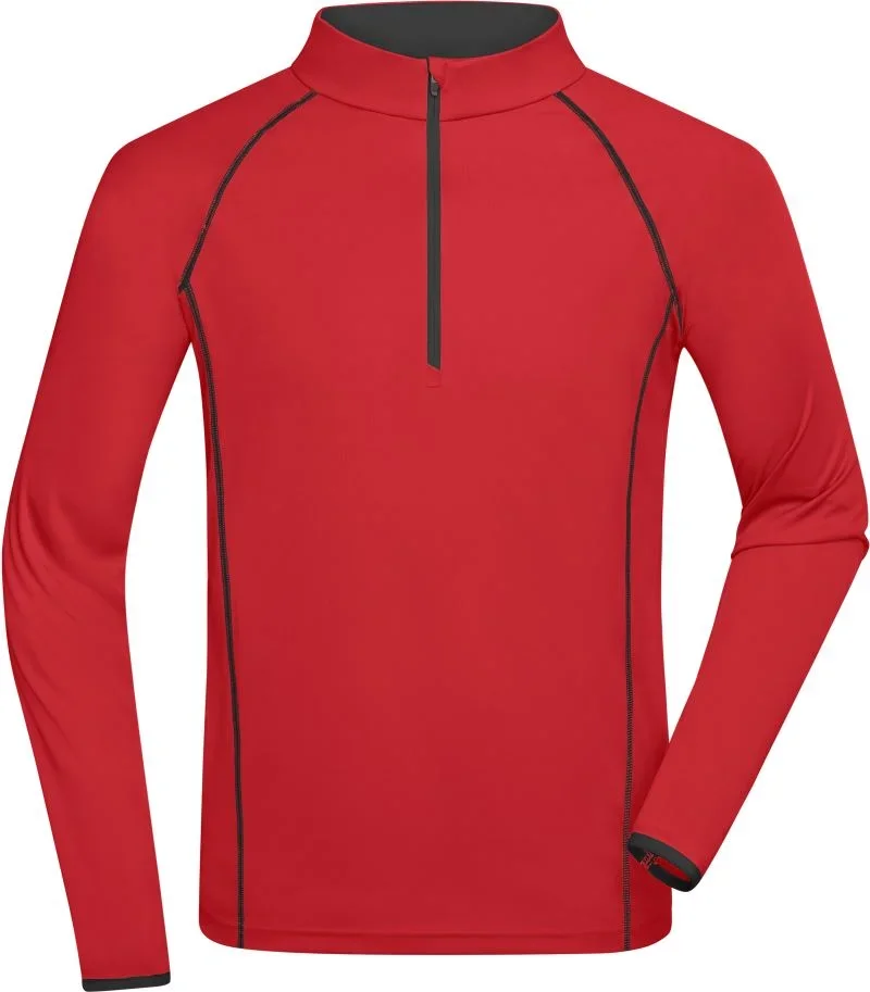 James & Nicholson JN 498 – Herren Funktionsshirt langarm – Red/Black