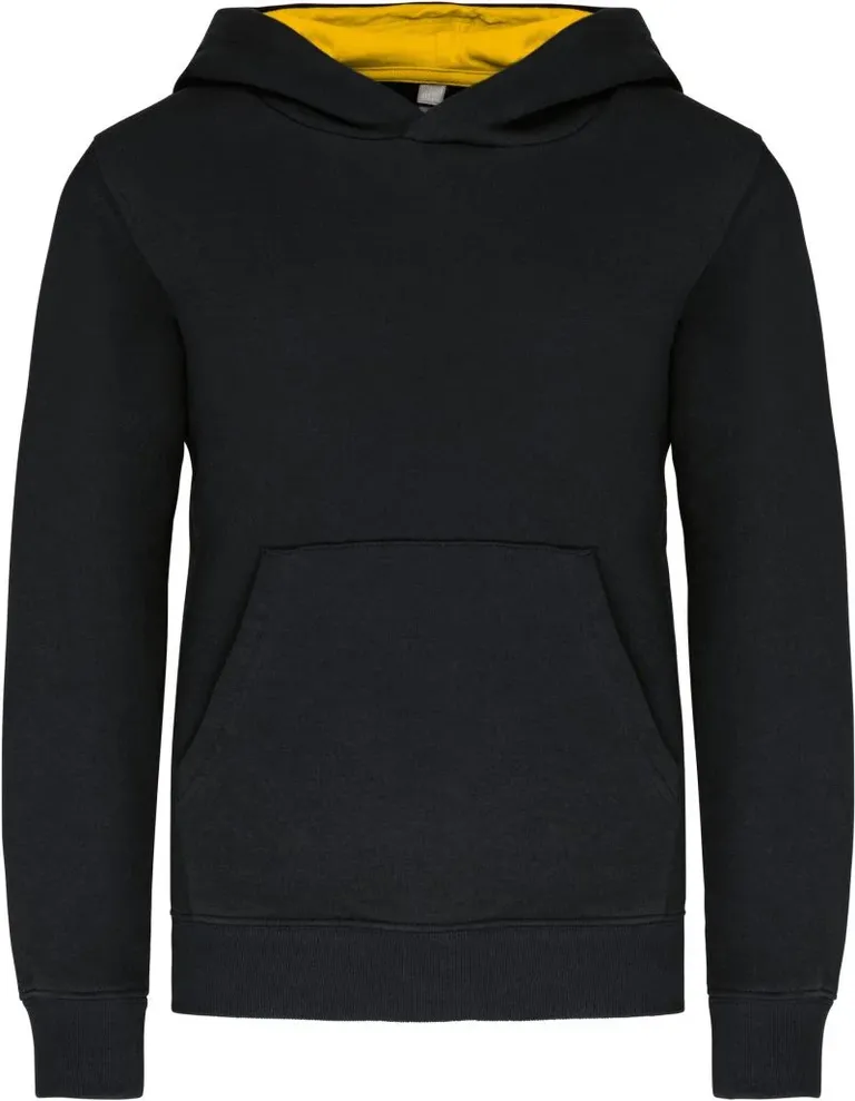 Kariban K 453 – Kinder Kontrast Kapuzen Sweater – Black/Yellow
