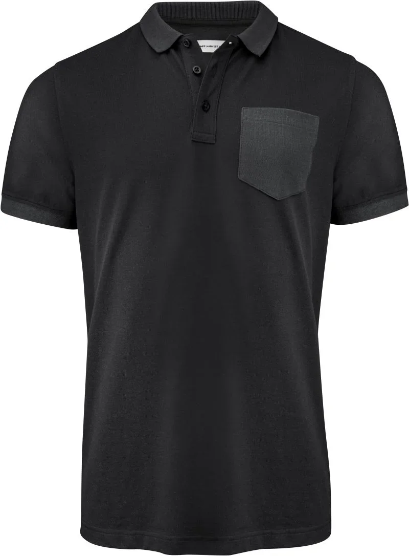 James Harvest Pinedale Polo Men – Schweres Herren Piqué Polo "Two-Tone" – Black