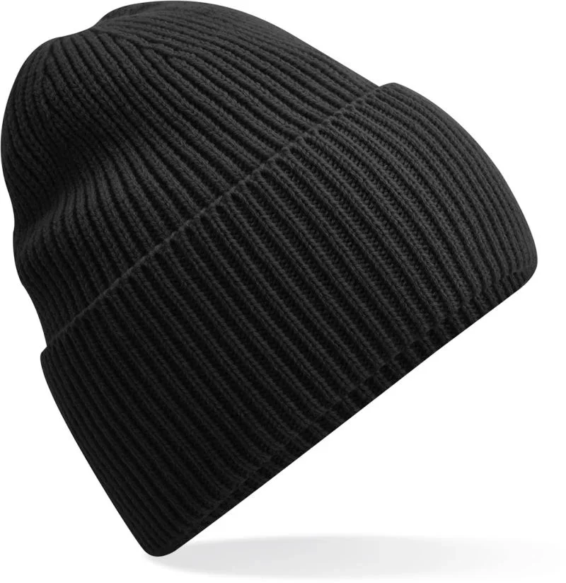 Beechfield B 384R – Lange Strickmütze mit Umschlag – Black
