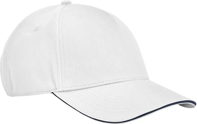 Beechfield B 825C – 5 Panel EarthAware® Sandwich Kappe – White/French Navy