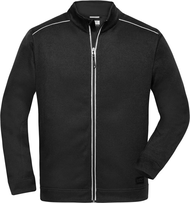 James & Nicholson JN 898 – Herren Workwear Strickfleece Jacke - Solid – Black/Black