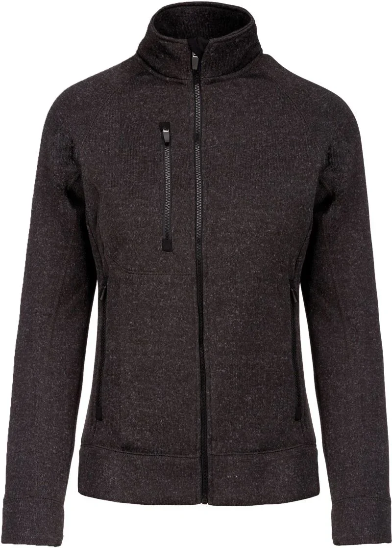 Kariban K 9107 – Damen Melange Strickfleece Jacke – Dark Grey Melange