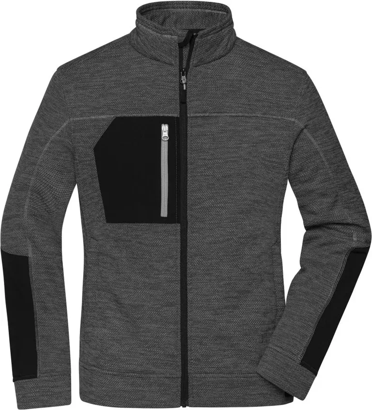 James & Nicholson JN 1817 – Damen Strickfleece Jacke – Black Melange/Black/Silver