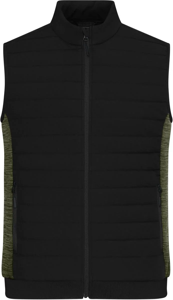 James & Nicholson JN 1864 – Gefütterter Herren Bodywarmer – Black/Olive Melange