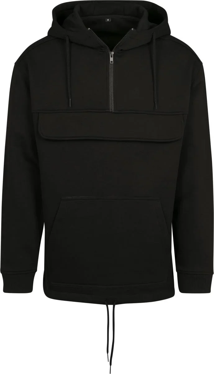 Build your Brand BY 098 – Kapuzen Sweater mit 1/4 Zip – Black