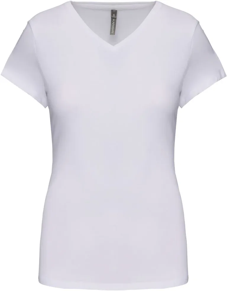 Kariban K 3015 – Damen V-Ausschnitt Stretch T-Shirt – White