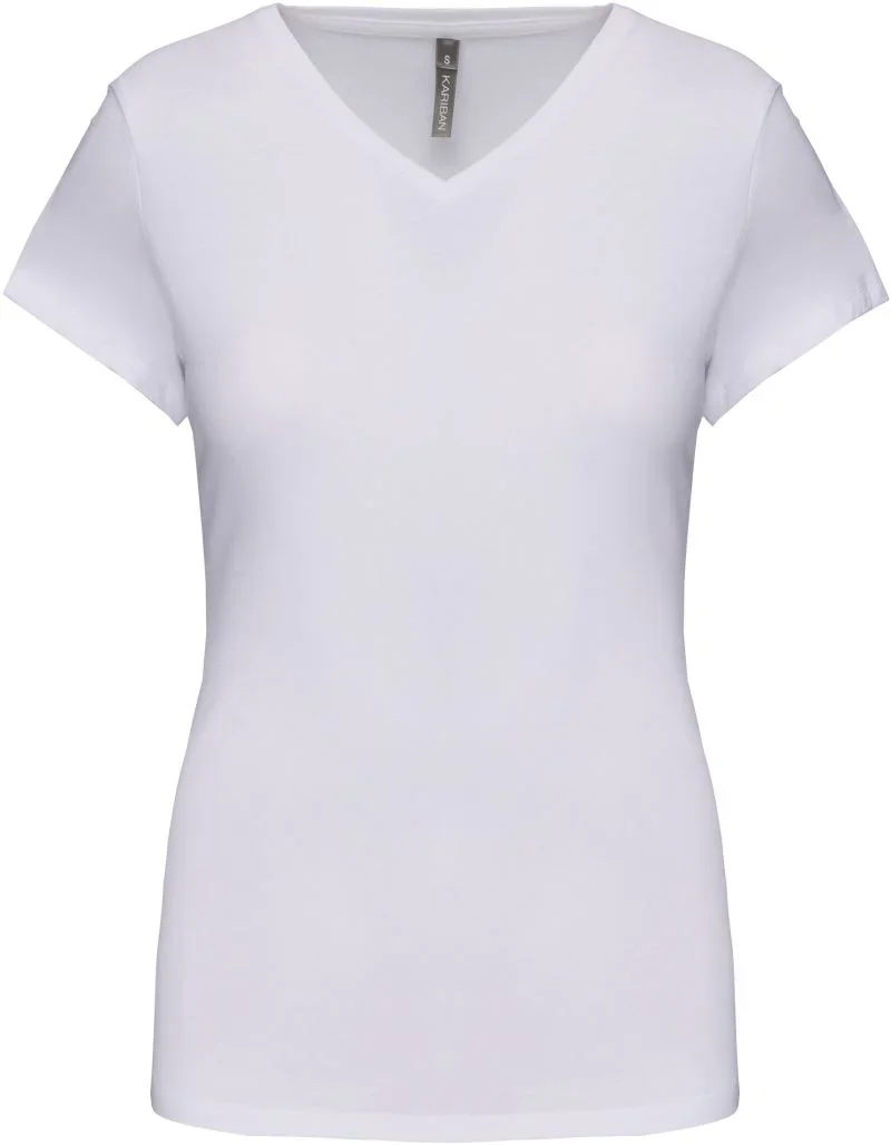 Kariban K 3015 – Damen V-Ausschnitt Stretch T-Shirt – White