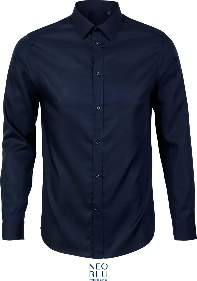 NEOBLU Blaise Men – Micro-Twill Hemd langarm – Night Blue