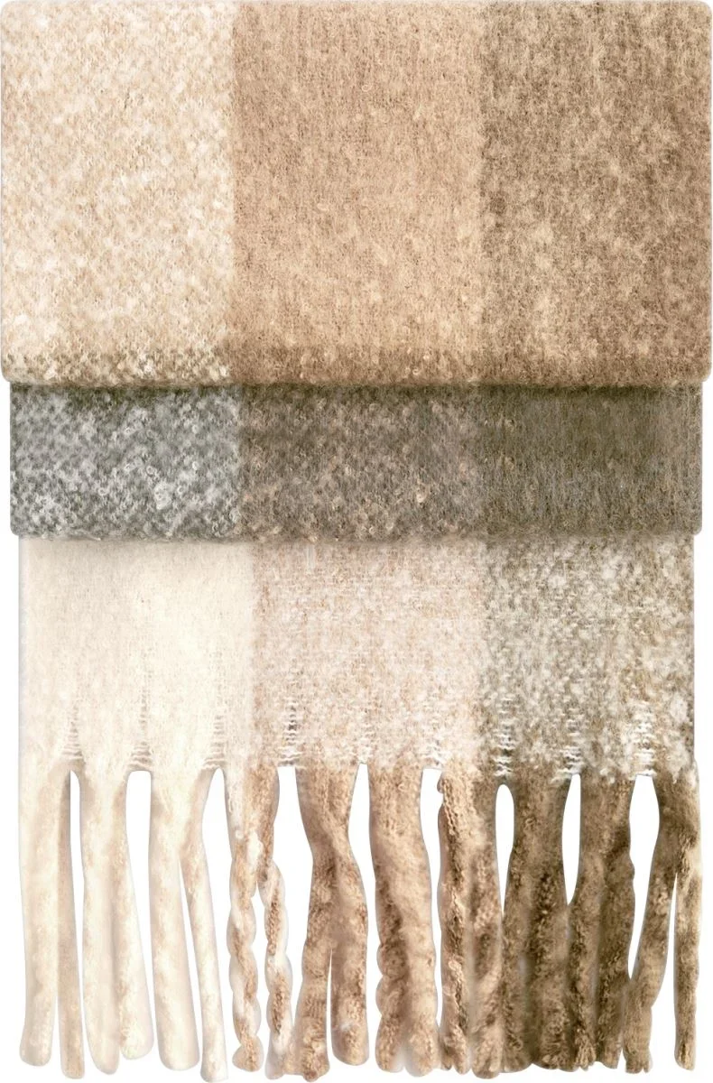 Beechfield B 494R – Schal "Fluffy Check" – Brown Check