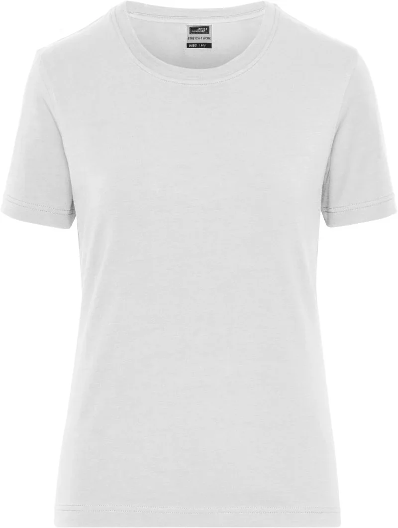 James & Nicholson JN 1801 – Damen Bio Workwear Stretch T-Shirt - Solid – White