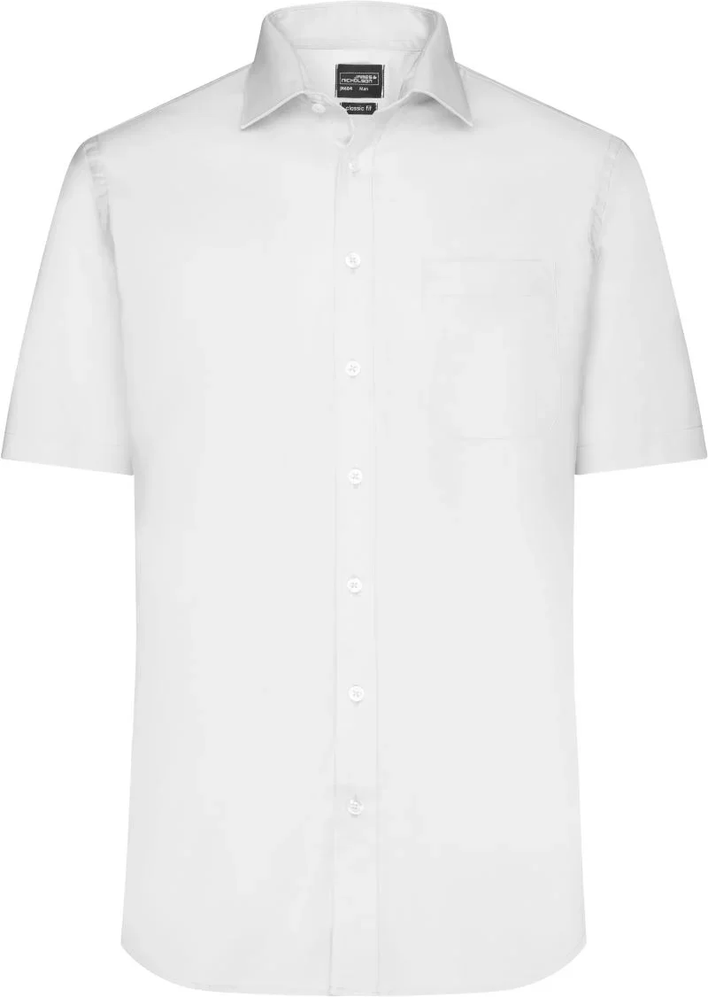 James & Nicholson JN 684 – Micro-Twill Hemd kurzarm – White