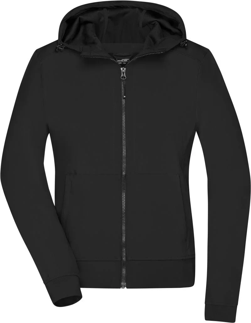 James & Nicholson JN 1145 – Damen 2-Lagen Kapuzen Softshell Jacke – Black/Black