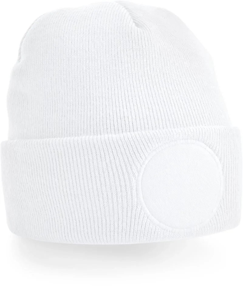 Beechfield B 446 – Circular Patch Beanie – White