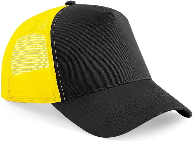 Beechfield B 640 – 5 Panel Trucker Kappe – Black/Yellow