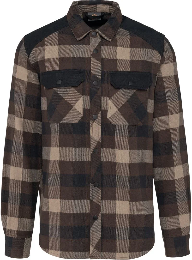 Kariban WK 520 – Workwear Karohemd – Chocolate/Dark Beige/Black