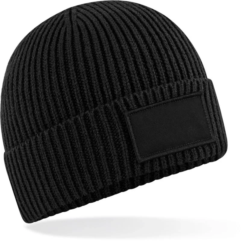 Beechfield B 442R – Patch Beanie "Fashion" – Black