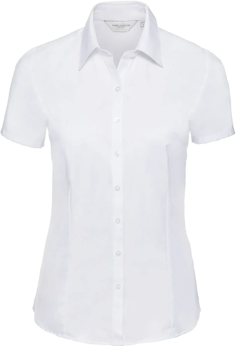 Russell Athletic 963F – Herringbone Bluse kurzarm – White