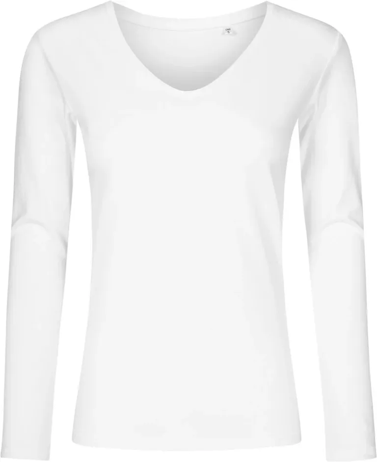 Promodoro 1560 – Damen V-Ausschnitt T-Shirt langarm - X.O – White