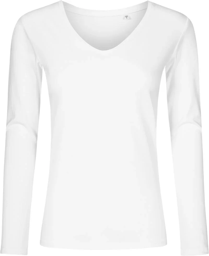 Promodoro 1560 – Damen V-Ausschnitt T-Shirt langarm - X.O – White