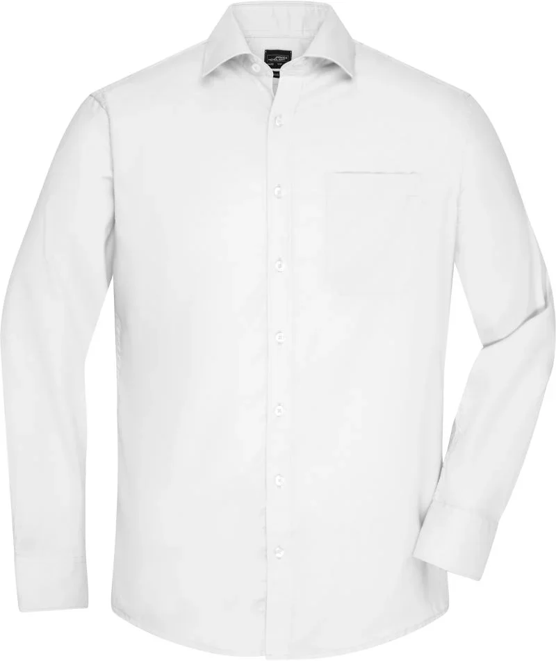 James & Nicholson JN 682 – Micro-Twill Hemd langarm – White