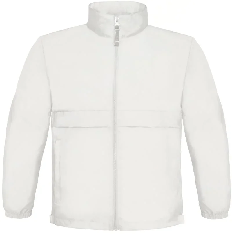 B&C Collection Sirocco – Ungefütterter Kinder Windbreaker – White