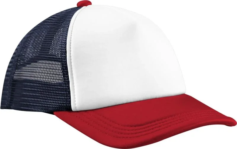 Beechfield B 639 – 5 Panel Retro Trucker Kappe – Navy/Red