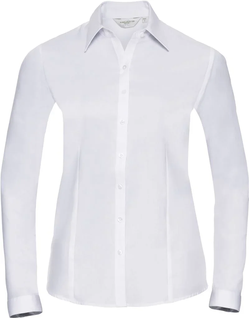 Russell Athletic 962F – Herringbone Bluse langarm – White