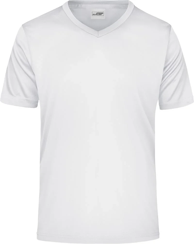 James & Nicholson JN 736 – Herren V-Ausschnitt Sport T-Shirt – White