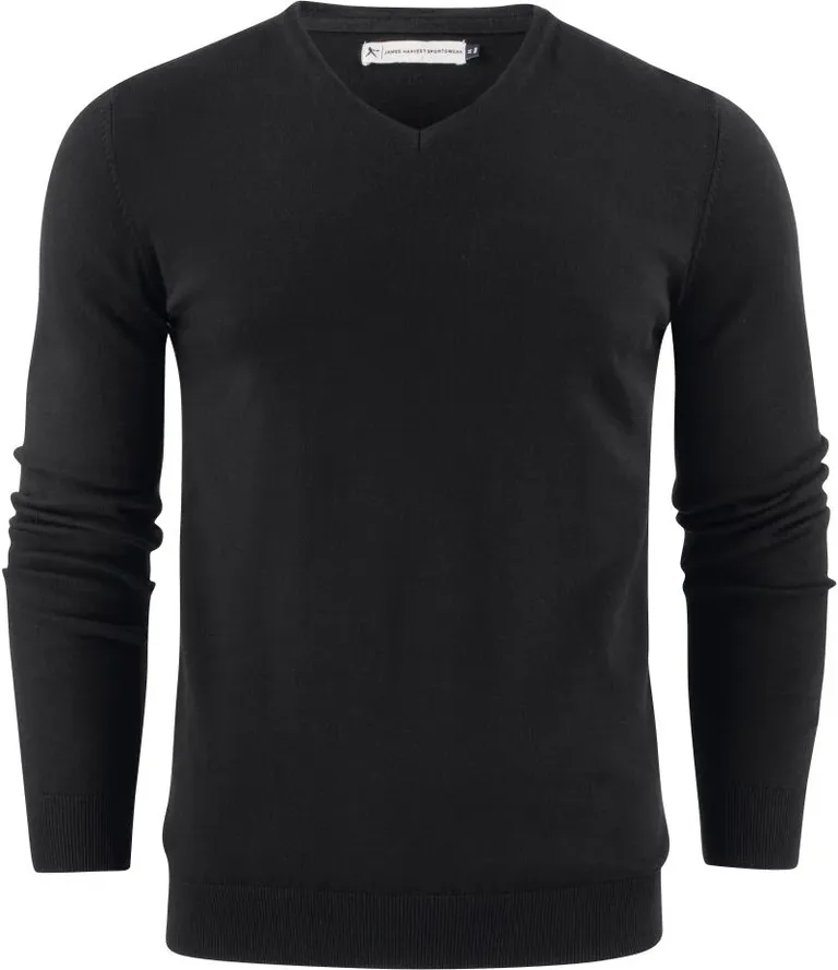 James Harvest Ashland V-Neck – Herren V-Ausschnitt Pullover – Black