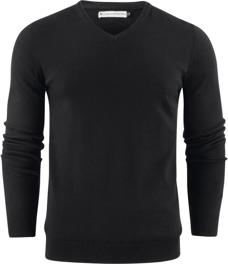James Harvest Ashland V-Neck – Herren V-Ausschnitt Pullover – Black