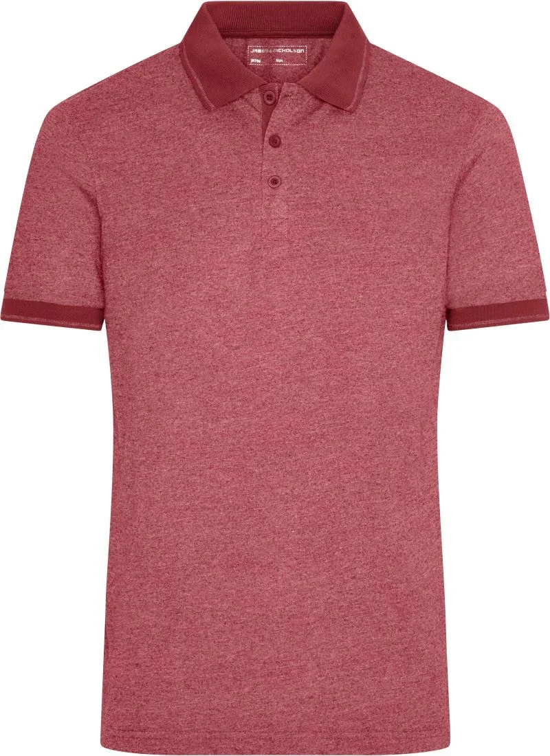 James & Nicholson JN 706 – Herren Jersey Melange Polo – Wine Melange/Wine