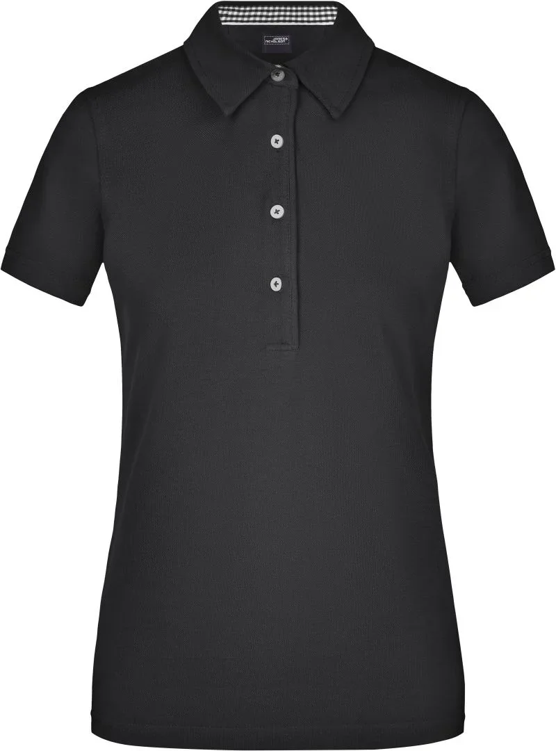 James & Nicholson JN 969 – Damen Piqué Polo "Plain" – Black/Black/White