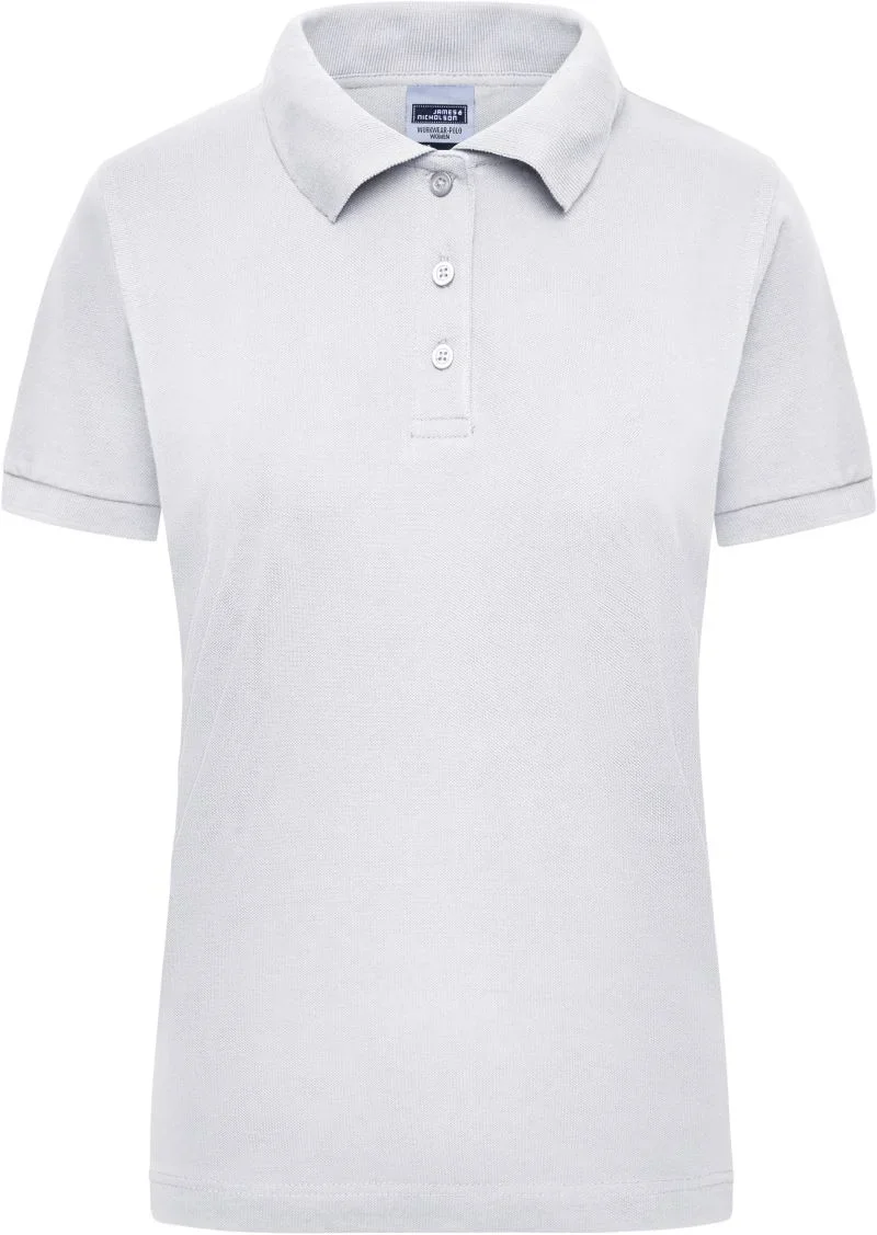 James & Nicholson JN 803 – Schweres Damen Workwear Piqué Polo – White