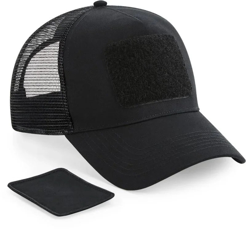 Beechfield B 641 – 5 Panel Kappe "Removable Patch Trucker" – Black