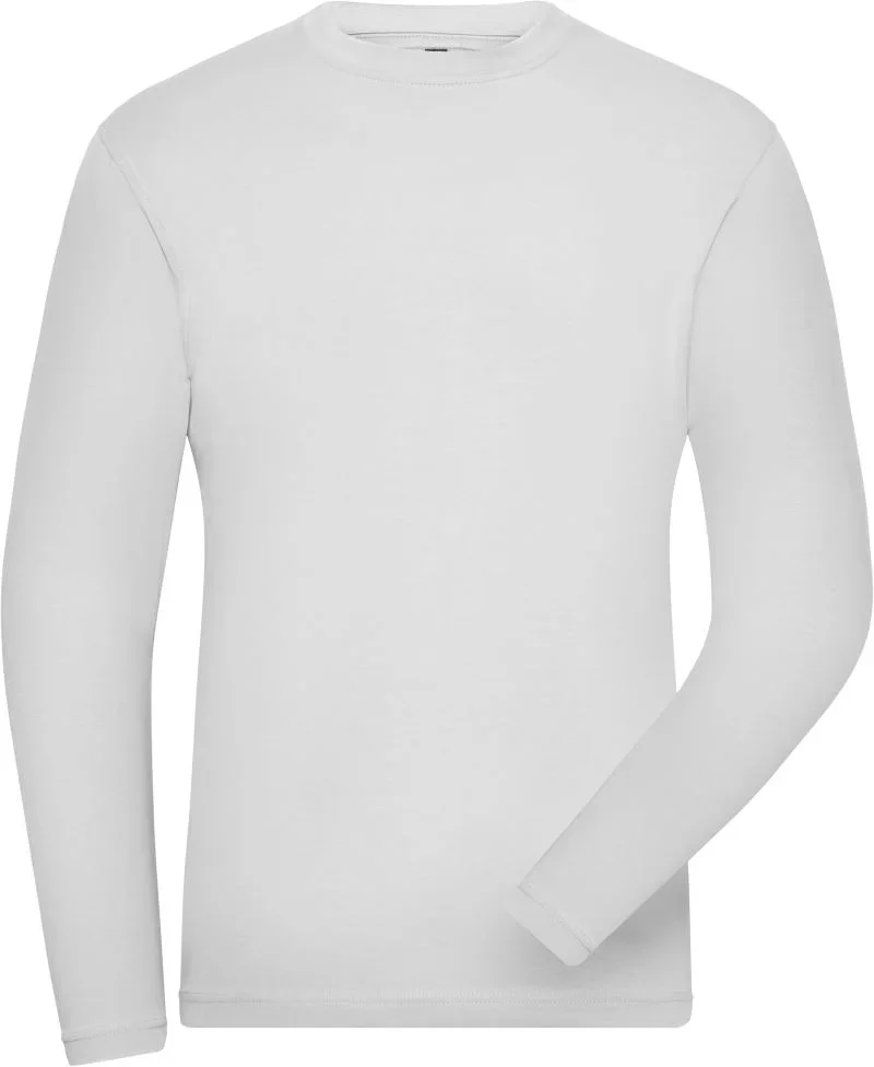 James & Nicholson JN 1804 – Herren Workwear Stretch T-Shirt langarm - Solid – White