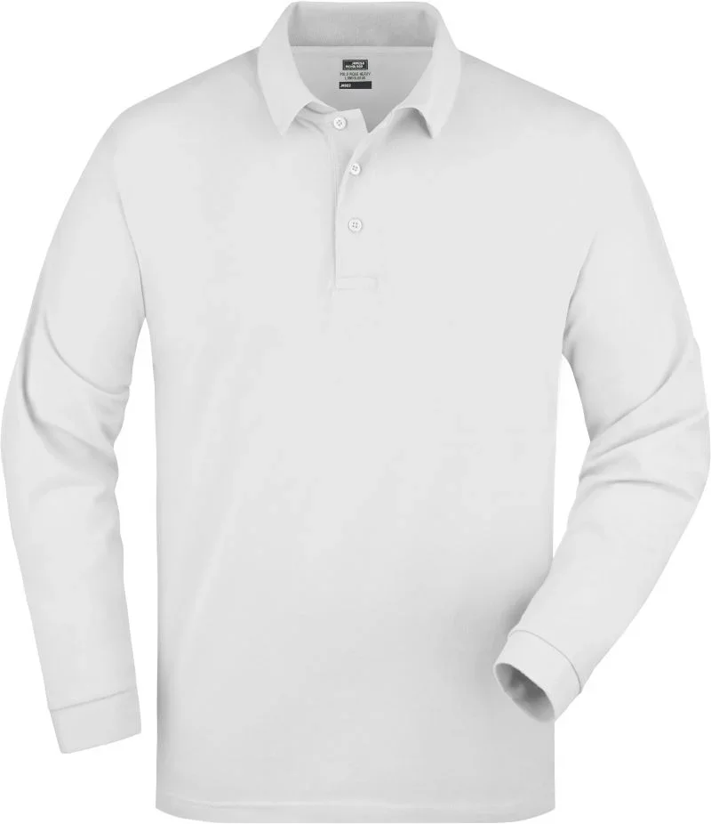 James & Nicholson JN 22 – Schweres Piqué Polo langarm – White