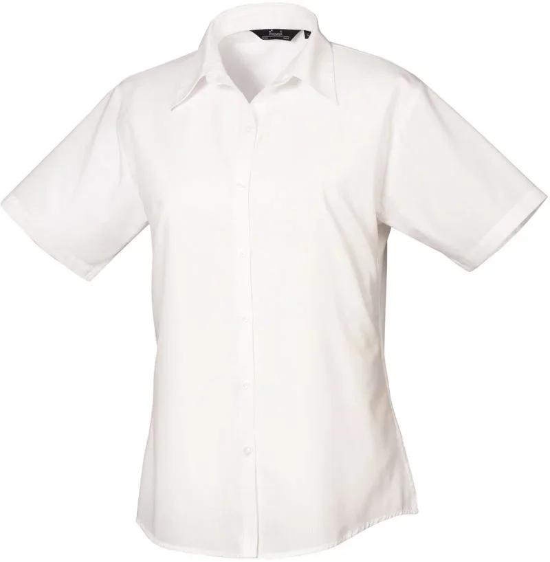 Premier PR 302 – Popeline Bluse kurzarm – White