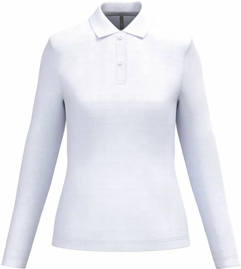 Kariban K 244 – Damen Piqué Polo langarm – White