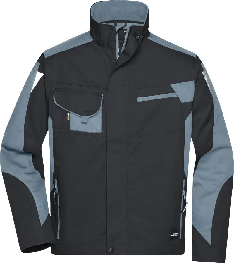 James & Nicholson JN 821 – Workwear Jacke - Strong – Black/Carbon