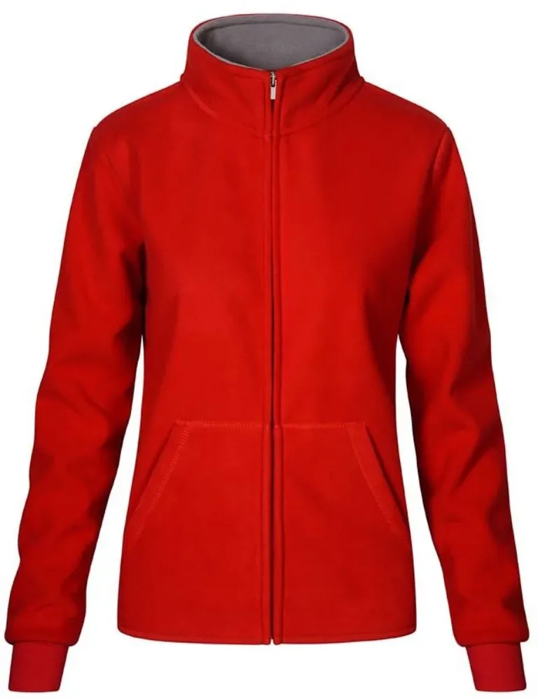 Promodoro 7985 – Damen Double Fleece Jacke – Red/Light Grey