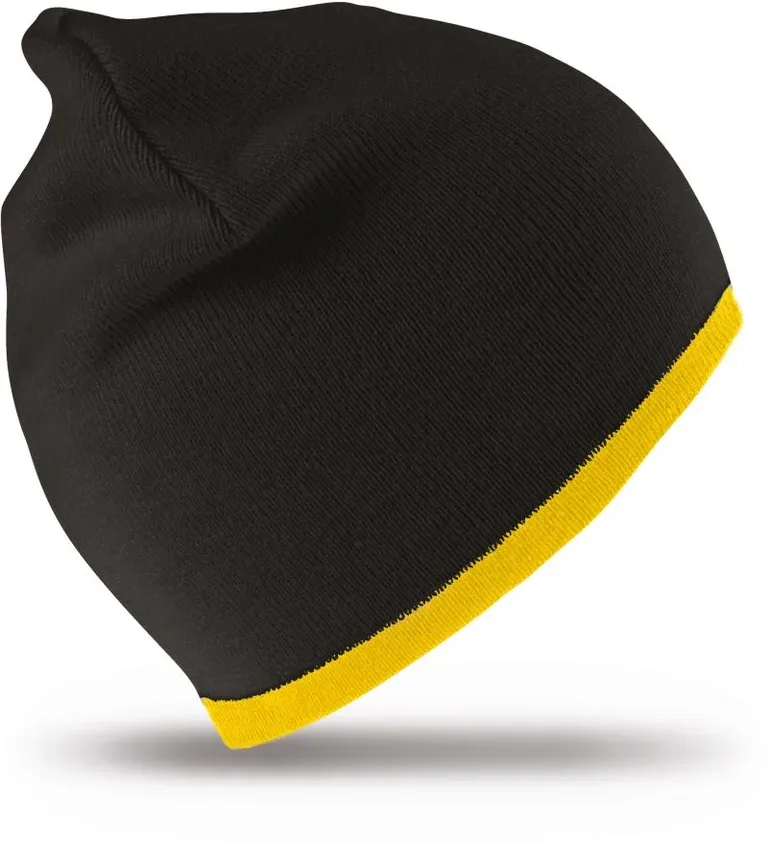 Result Headwear RC 046X – Wende Strickmütze – Black/Yellow
