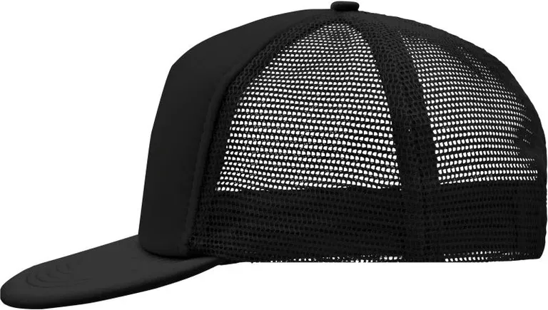 Myrtle Beach MB 6207 – 5 Panel Mesh Kappe mit flachem Schild – Black/Black