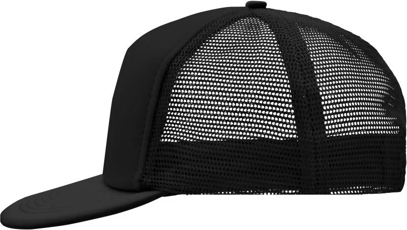 Myrtle Beach MB 6207 – 5 Panel Mesh Kappe mit flachem Schild – Black/Black