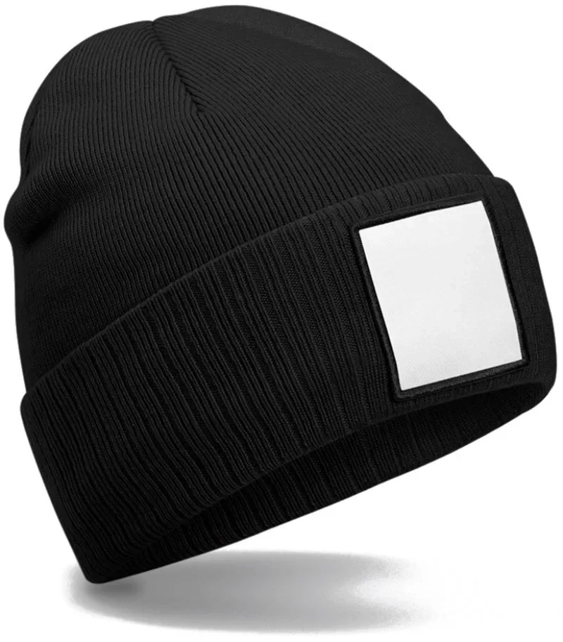 Beechfield B 337R – Patch Beanie – Black/White