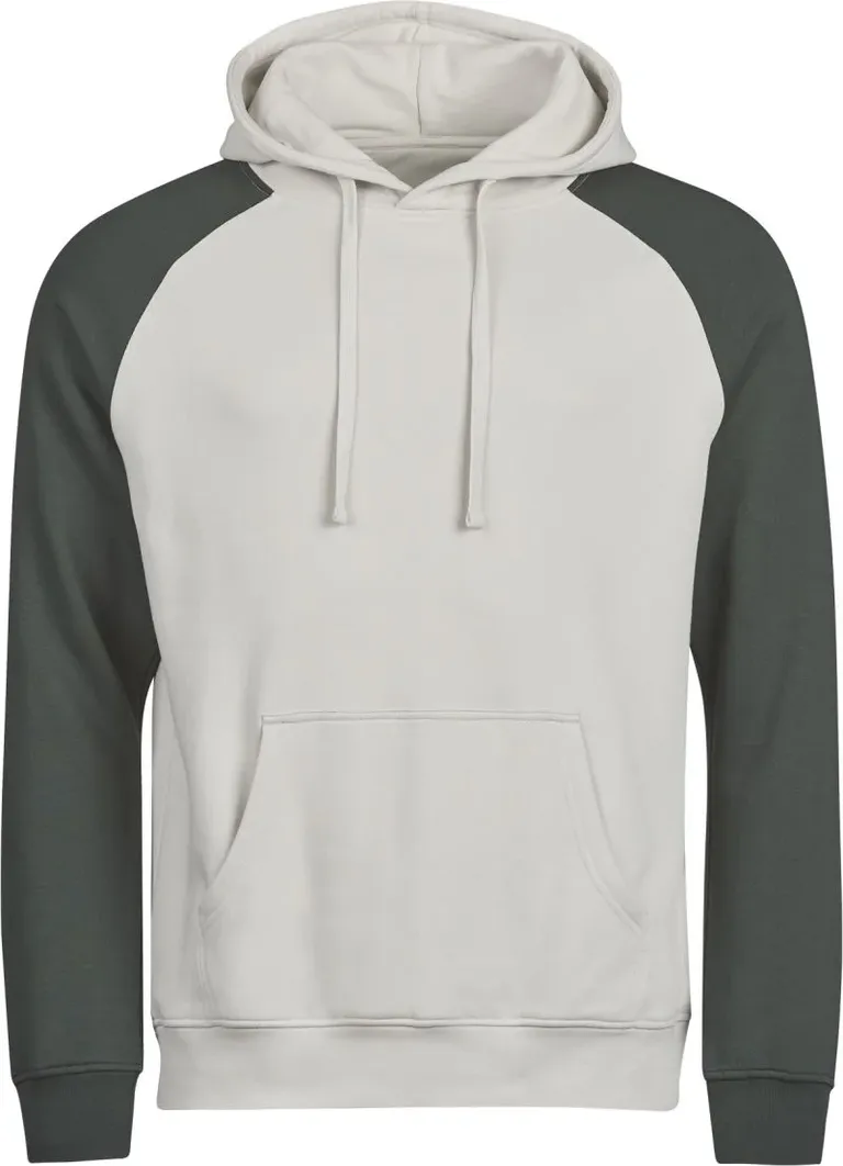 TEE JAYS TJ 5156 – Kapuzen Sweater 2-farbig "Unlabeled" – Cement/Dark Green