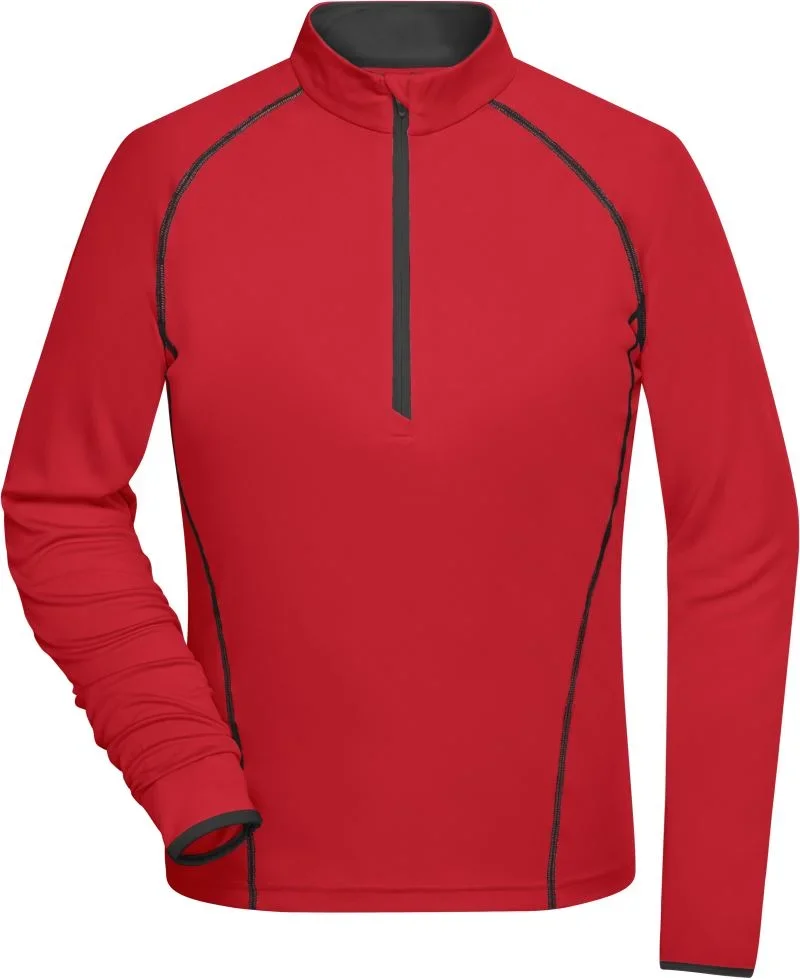 James & Nicholson JN 497 – Damen Funktionsshirt langarm – Red/Black