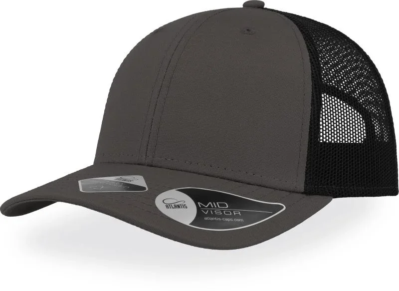 Atlantis Recy Three – 6 Panel Mesh Kappe "Recy Three" – Dark Grey/Black