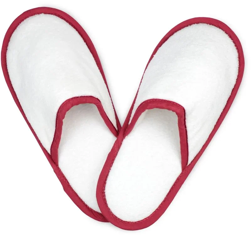 The One Towelling Slippers – Frottee Schuhe – White/Burgundy